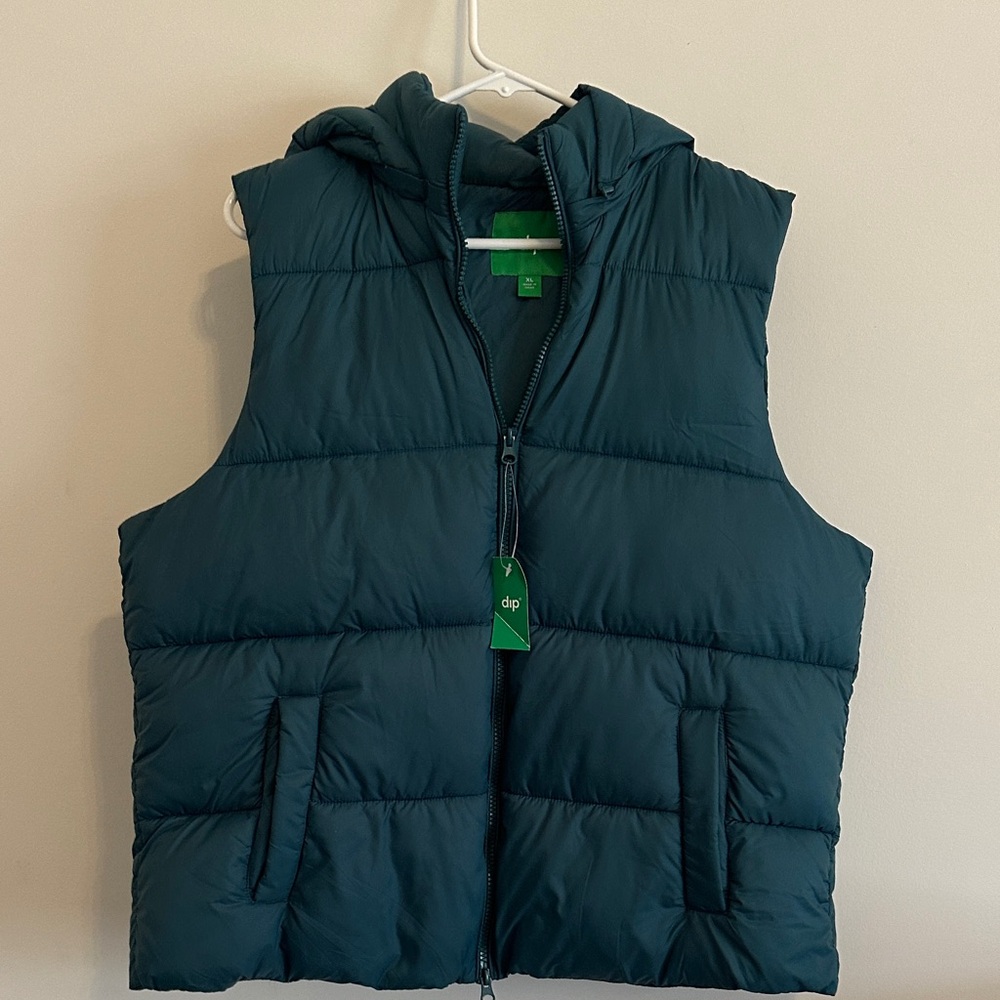 dip Hooded Puffer Vest - Deep teal